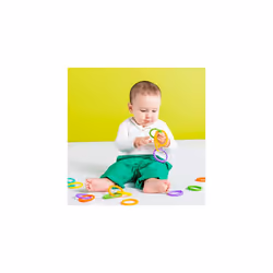 Bright Starts, Lots of Links Rings Toys, Soothing & Teething Toy, Clip on Pram, Pushchair or Car Seat, Textured Sensory Toy, Stroller Take A