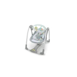 Ingenuity, Swing 'n Go Portable Swing - Hugs and Hoots, 5 Swing Speed, 6 Soothing Melodies, Removable Toy Bar, Ages Newborn +, Grey