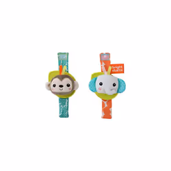 Bright Starts Rattle & Teethe Wrist Pals Toy - Monkey & Elephant, 0.03 kg