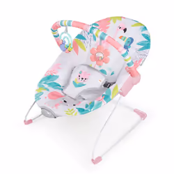 Bright Starts Baby Bouncer Soothing Vibrations Infant Seat - Removable Toy Bar, Nonslip Feet, 0-6 Months Up to 20 lbs (Flamin ...