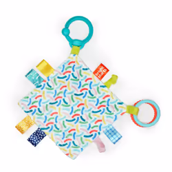 Fuzzy Feelies Soothing Plush Security Blanket with Taggies, Clips to Carriers and Strollers, Newborn and up