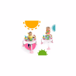 Bright Starts, Bounce Bounce Baby 2-in-1 Activity Center Jumper and Table - Playful Palms with 7 Interactive Toys, Adjustable ...