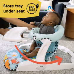 Baby Einstein Unisex Sea of Support 2 In 1 Sit Up Floor Seat with Soft Seat Pad, Store Tray, and Sea of Sensory Details, Multicolor