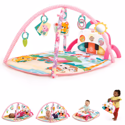 4-in-1 Groovin' Kicks Piano Gym, Tummy Time Play Mat & Activity Baby Toys, Floral Fiesta, Newborn to Toddler
