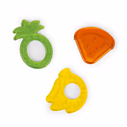 Juicy Chews 3-Pack Textured Teethers - Watermelon, Pineapple, Banana - BPA Free, Unisex, 3 Months +