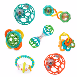 Bright Starts Soothers & Shakers 7pc Gift Set - BPA-Free Baby Rattles  Teethers and Stroller Toys  Unisex  Newborn+