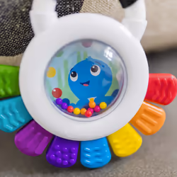 Baby Einstein, Outstanding Opus The Octopus, Sensory Rattle and Teether Multi-Use Toy, BPA Free and Chillable, 3 Months and up, 1pk