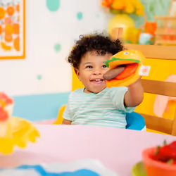 Bright Starts Say Cheeseburger On The Go Teether Activity and Stroller Toy  BPA Free  Unisex  3 Months+