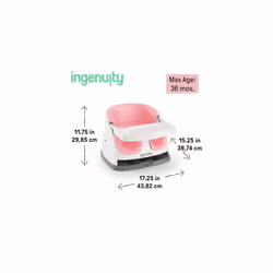 Ingenuity, Baby Base 2-in-1 Seat, Peony, Booster Chair, Dining and Feeding Seat for Toddlers, Easy to Clean with Removable and Self-Storing Tray, Ages - Additional view 5