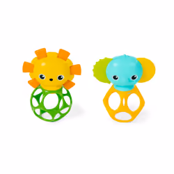 Bright Starts Soother Pals Easy-Grasp Teether Toys 2-Pack Lion and Elephant Characters BPA Free Unisex Ages Newborn +