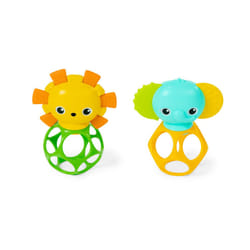 Bright Starts Soother Pals Easy-Grasp Teether Toys  2-Pack Lion and Elephant Characters  BPA Free  Unisex  Ages Newborn +