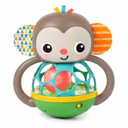 Grab & Giggle Monkey Light-Up Musical Rattle Toy with Easy-Grasp Oball, Ages 6 Months+, Unisex