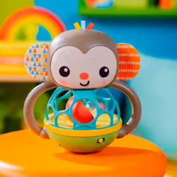 Grab & Giggle Monkey Light-Up Musical Rattle Toy with Easy-Grasp Oball, Ages 6 Months+, Unisex
