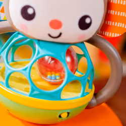 Grab & Giggle Monkey Light-Up Musical Rattle Toy with Easy-Grasp Oball, Ages 6 Months+, Unisex