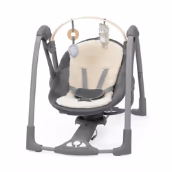 Ingenuity Every Season Swing 'n Go Portable Swing - Cooling and Warming Fabrics  Detachable Sustainable Wooden Bar  Music  Mo ...