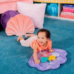 Disney Princess Ariel Tummy Time Water Mat, The Little Mermaid Sea Treasures, Purple, Baby Girl Newborn +