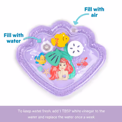 Disney Princess Ariel Tummy Time Water Mat, The Little Mermaid Sea Treasures, Purple, Baby Girl Newborn +