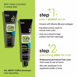 All About Curls 3B Wavy Navy Permanent Hair Color (Prep + Protect Serum & Hair Dye for Curly Hair) - 100% Grey Coverage  Nourished & Radiant Curls