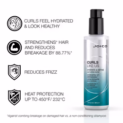 Joico Curls Like Us Hydrate & Define Curl Crme Styler | For Curly Hair | Reduce Frizz & Breakage | Define Textures | Thermal Protection | With Moringa