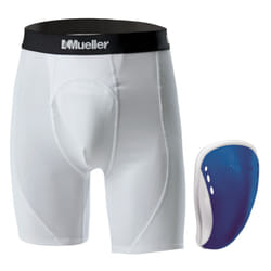 MUELLER Boys' Support Shorts  White/Blue  2 Piece Set