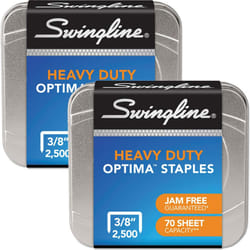 Swingline Staples  Optima  Heavy Duty  3/8"""" Length  Jam Free  125/Strip  2500/Box  2 Pack (35557)