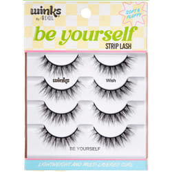 Ardell Winks Be Yourself Lashes - Wish Style, Black Strip Lashes for Dramatic Doll Eye Effect, Full Volume, Natural Look False Eyelashes, 4-Pack