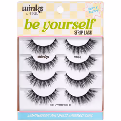 Ardell Winks Be Yourself Lashes - Vibez Style, Bold & Expressive Black Strip Lashes, Dramatic Look, False Eyelashes, 4-Pack