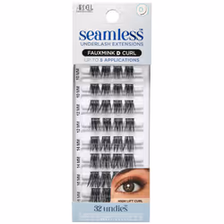 Seamless Underlash Eyelash Extensions, Fauxmink, D-Curl, 32 Clusters (Pack of 1)
