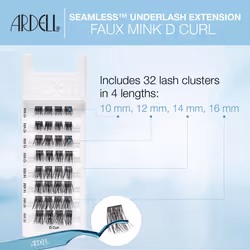 Seamless Underlash Eyelash Extensions, Fauxmink, D-Curl, 32 Clusters (Pack of 1)