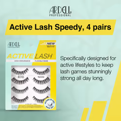 Ardell Active Lash - Speedy, False Eyelashes, Water-Resistant, Lightweight, Strip Lashes, 4 Pairs, 1-Pack