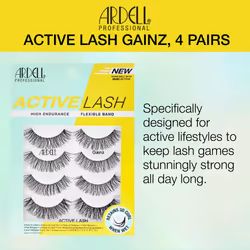 Ardell Active Gainz Lashes - Sweat-Proof & Long-Lasting Wispy Lashes, Comfortable Wear False Eyelashes, 4 Pairs