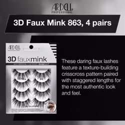 Ardell 3D Faux Mink Wispy Lashes  863  False Eyelashes  Natural Look Lash Strips  4 pairs