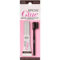 Ardell Brow Glue Dark Brown with Dual Sided Styling Brush - Instant Lamination Lift  All day Extreme Hold Eyebrow Gel Kit for Natural & Long-Lasting D