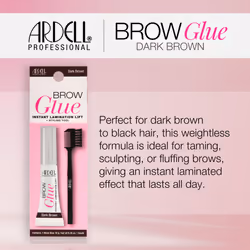 Ardell Brow Glue Dark Brown with Dual Sided Styling Brush - Instant Lamination Lift  All day Extreme Hold Eyebrow Gel Kit for Natural & Long-Lasting D