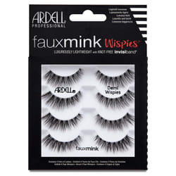 False Eyelashes Faux Mink Demi Wispies 4 Pairs Multipack Black Medium Volume Long Length Invisiband Lightweight Silky Soft Faux Mink Eyelashes