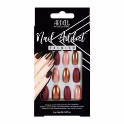 Ardell Nail Addict Premium Artificial Nail Set Long Length Coffin Shaped Burgundy Cateye With Iridescent And Pink Accents 2 ...