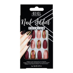 Ardell Nail Addict Premium Artificial Nail Set  Long Length Coffin Shaped Burgundy Cateye With Iridescent And Pink Accents  24 Press On Nails For an E
