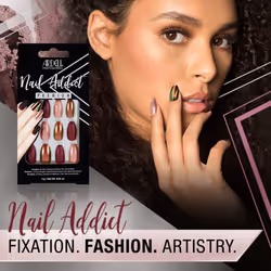 Ardell Nail Addict Premium Artificial Nail Set  Long Length Coffin Shaped Burgundy Cateye With Iridescent And Pink Accents  24 Press On Nails For an E