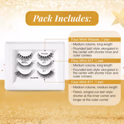 Ardell Faux Mink 3 Piece Holiday Pack Includes Faux Mink Wispies, Faux Mink 817 and Faux Mink 811