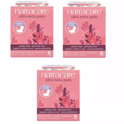 Natracare Ultra Extra Natural Organic Cotton Pads Long - 3 Packs of 8s