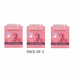 Natracare Ultra Extra Natural Organic Cotton Pads Long - 3 Packs of 8s