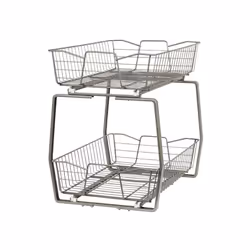 ClosetMaid 3089 2 Tier 14-Inch Kitchen Cabinet Organizer  Nickel