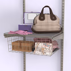 ClosetMaid ShelfTrack Wire Basket Add-On Drawer  Compatible with Drawer Frame Hardware  Nickel Finish