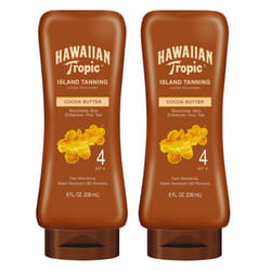 Hawaiian Tropic Island Tanning Lotion Sunscreen SPF 4  8oz | Outdoor Tanning Lotion with SPF  SPF 4 Sunscreen  Oxybenzone Free Sunscreen  8oz  Twin Pa