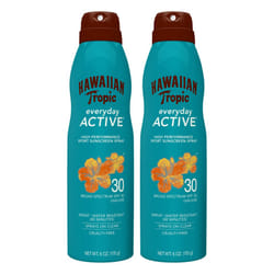 Hawaiian Tropic Everyday Active Clear Spray Sunscreen SPF 30  6oz Twin Pack | Hawaiian Tropic Sunscreen SPF 30  Sunblock  Oxybenzone Free Su