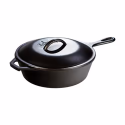 Lodge L8CFKPLT Cast Iron Covered Chicken Fryer  Pre-Seasoned  3-Quart  Black