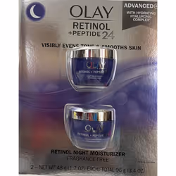 Olay Retinol + Peptide 24 Fragrance Free Night Moisturizer  1.7 OZ (2 Packs)