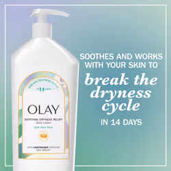 Olay Soothing Dryness Relief Hydrating Body Lotion for Women  Absorbs Instantly  Formulated with Vitamin B3 Complex  Aloe Vera Scent  18 fl oz