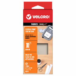 VELCRO Brand Sleek and Thin for Fabrics | 6ft x 3/4in Tape  White | Soft on Skin Ultra Light with Sewing Lane Technology