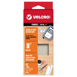VELCRO Brand Sleek and Thin for Fabrics | 6ft x 3/4in Tape  White | Soft on Skin Ultra Light with Sewing Lane Technology